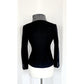 Vintage Emporio Armani Blazer Black Gray Wool & Leather Zip Front