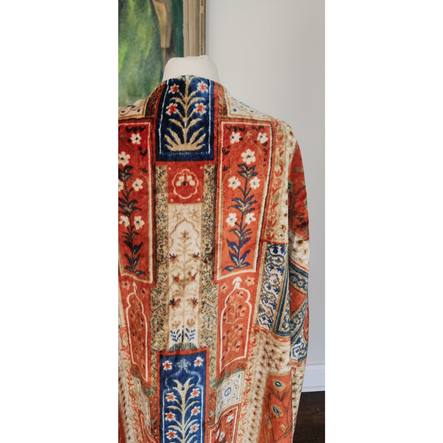 Vintage 1960s Velvet Cape Printed Tapestry Cloak Patchwork Carpet Design