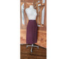 Vintage 80s CHLOE Karl Lagerfeld Skirt Midi Oxblood Burgundy Red Wool Marshall Field
