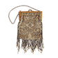 Antique Beaded Bag Shimmering Metallic Gold Silver Fringe Edwardian Art Nouveau France