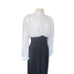 Vintage 80s Neo Edwardian Dress White Ruched Top Black Skirt Long Sleeves / M