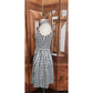 Vintage 80s Morton Myles Dress Mod Black White Checkerboard Print Sleeveless Shift Shiny Clear Sequins