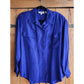 Vintage 80s Blue Silk Shirt Button Down Long Sleeves Christie & Jill