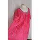 Vintage 1970s Pink Summer Dress Caftan Tent Moomoo Crinkled Pleating & Crochet