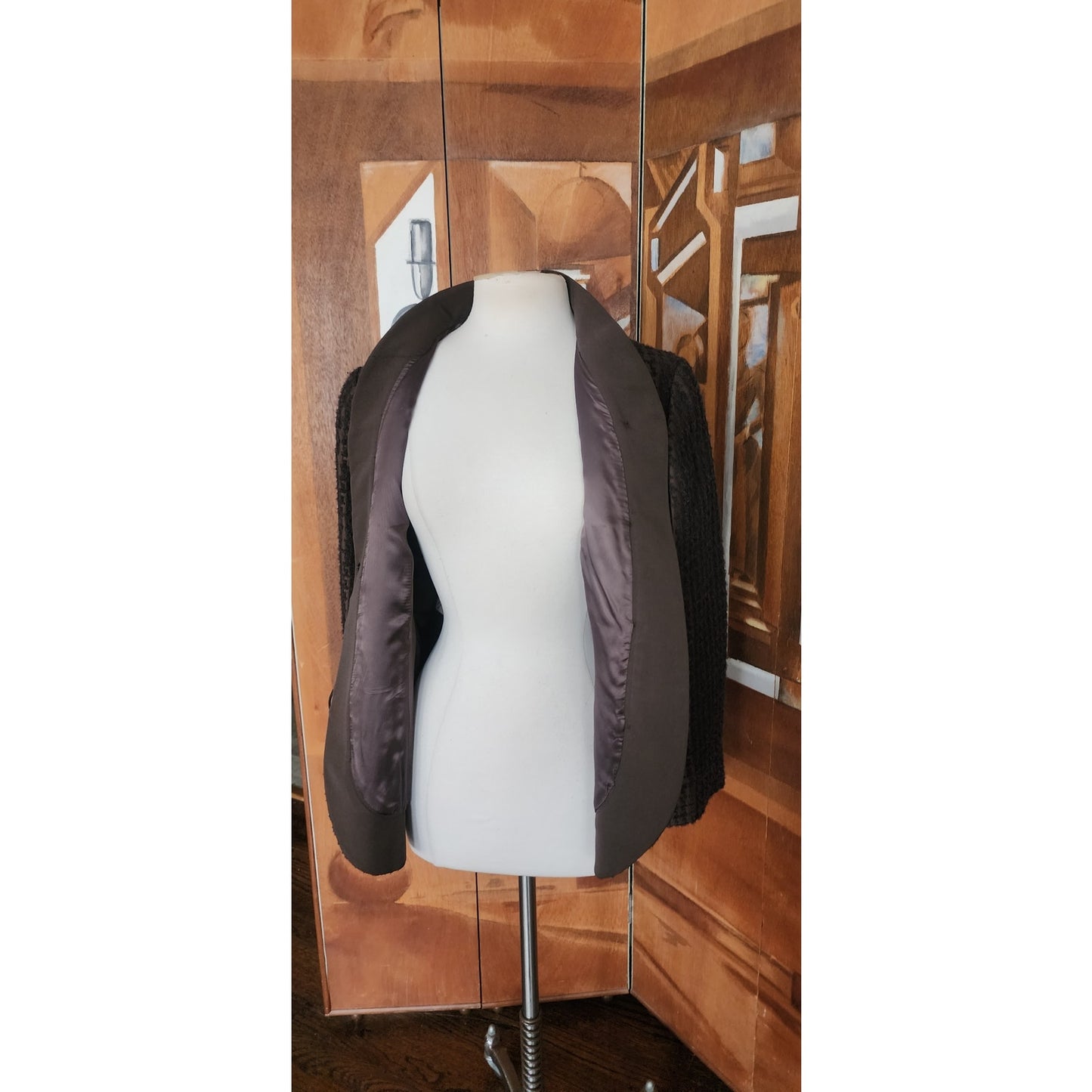 VTG 2000s Armani Collezioni Brown Houndstooth Textured Blazer Jacket / Large