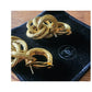 Vintage 90s Chanel Gold Earrings Clips 93P Multi-Ring Drop Logo Hoop Danglies