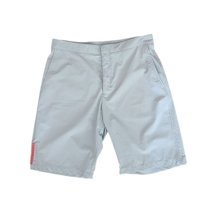 Vintage Prada Sport 2000s Linea Rossa Mens Shorts Grey Red Logo Tab Archival Adjustable