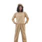 Vintage 1990s Sonia Rykiel Track Suit Beige Velour Gold Logo Buttons Top Pants