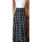 Vintage 90s Anne Klein II Black White Plaid Midi Skirt Linen / M