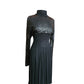Vintage 1970s Black Maxi Dress Silk Knit Sequined Lurex Pat Sandler Dress Long Sleeve S