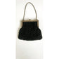 Antique Evening Bag Edwardian Purse Black Crochet Silver Etched Frame 1900s
