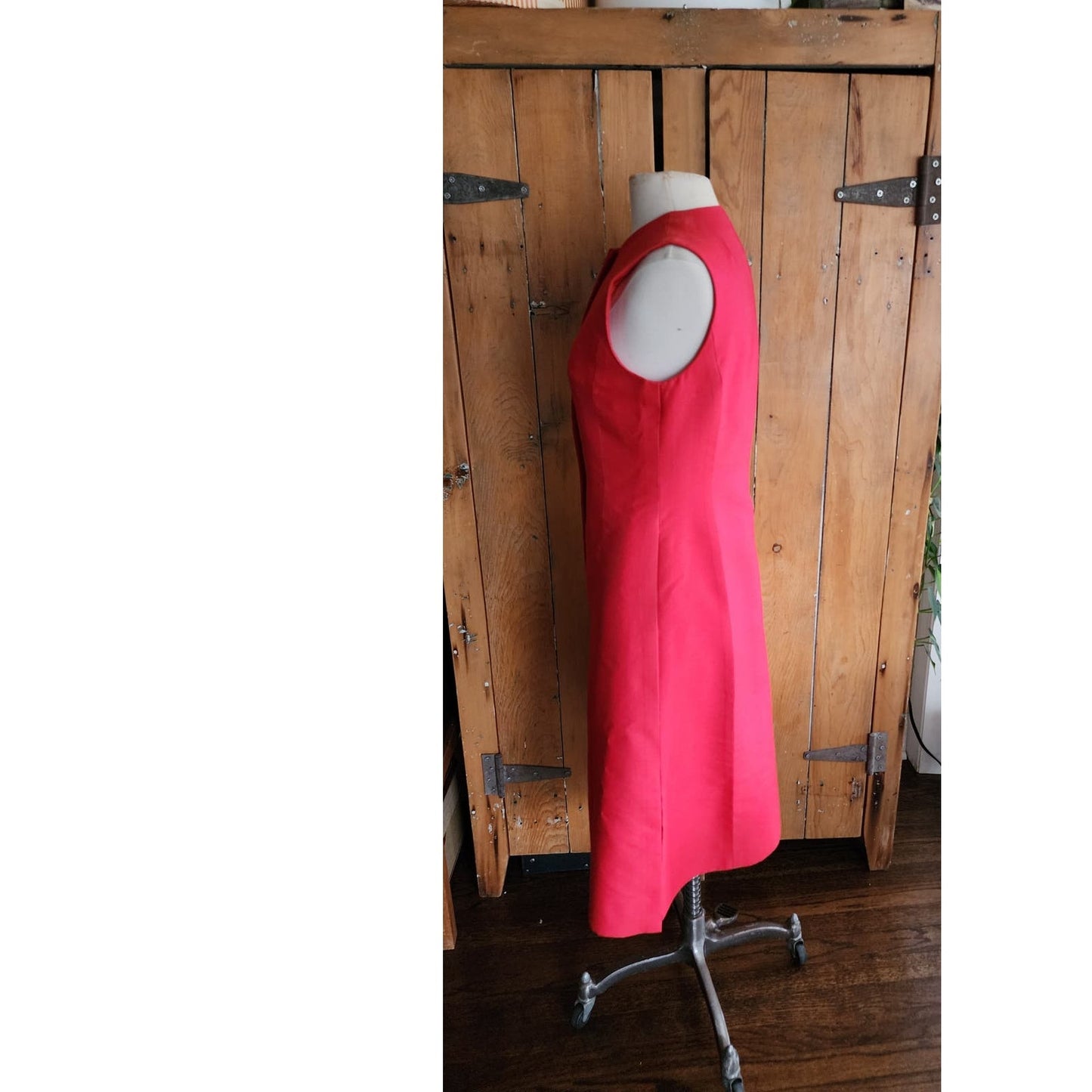 Vintage 60s Red Wool Mod Duster Long Vest Tunic Custom Made