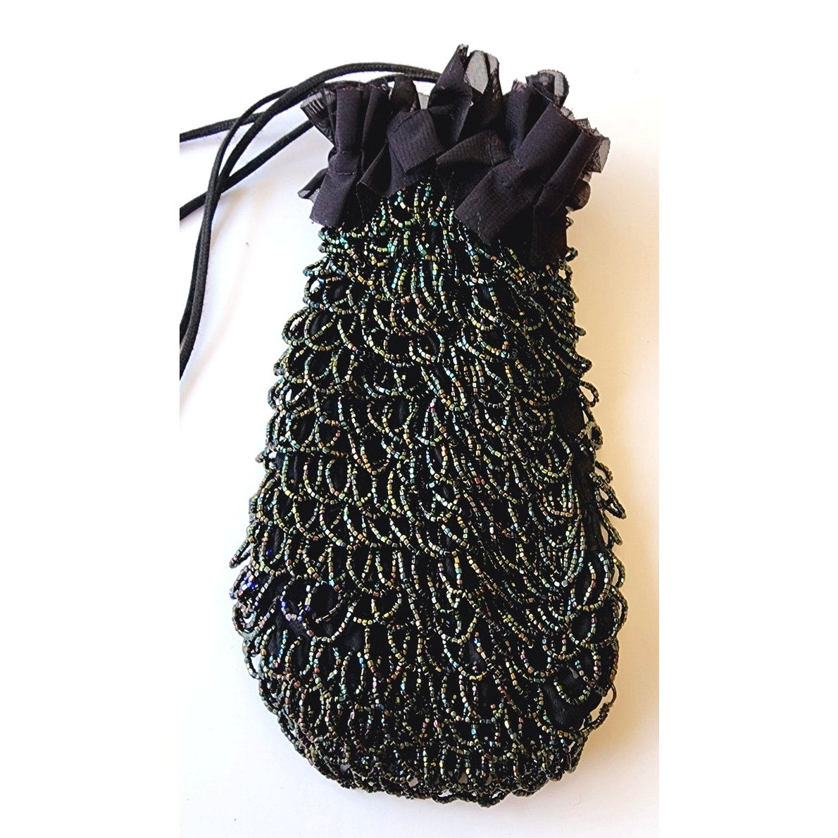 Vintage 20s Beaded Bag Looped Fringe Reticule