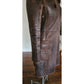 Vintage 2000s Brown Leather Parka Coat w/Fur Lined Hood & Shearling Liner Fitted S