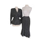 Vintage 80s Saint Romei Neiman Marcus Silk Polka Dot Peplum Jacket Fishtail Skirt Suit Set