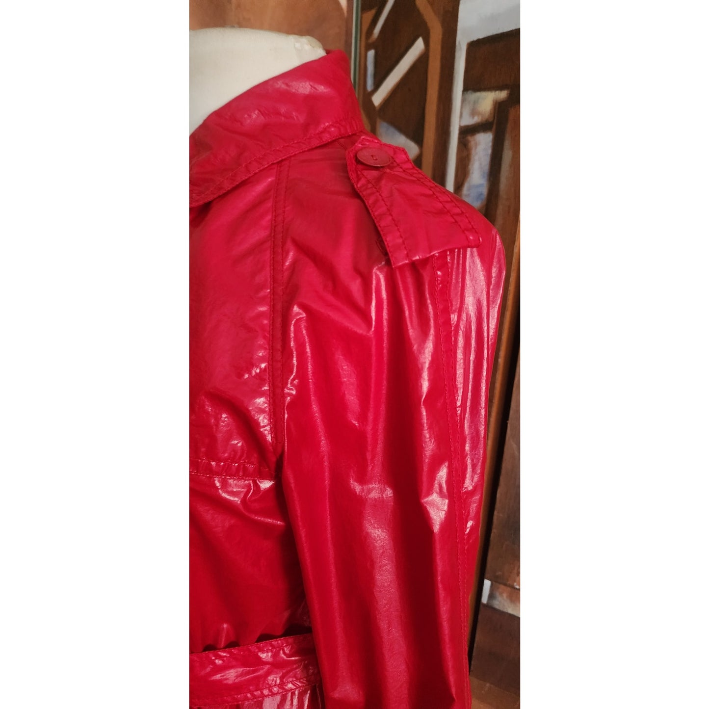 3.1 Phillip Lim Red Trench Coat Raincoat with Belt 2010s