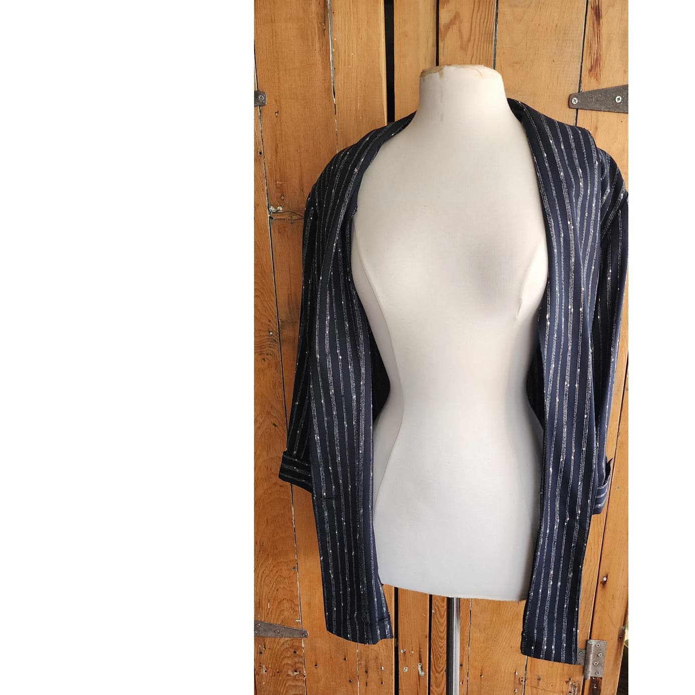 Vintage 80s Blazer Black Pinstripe Print by Mitchell