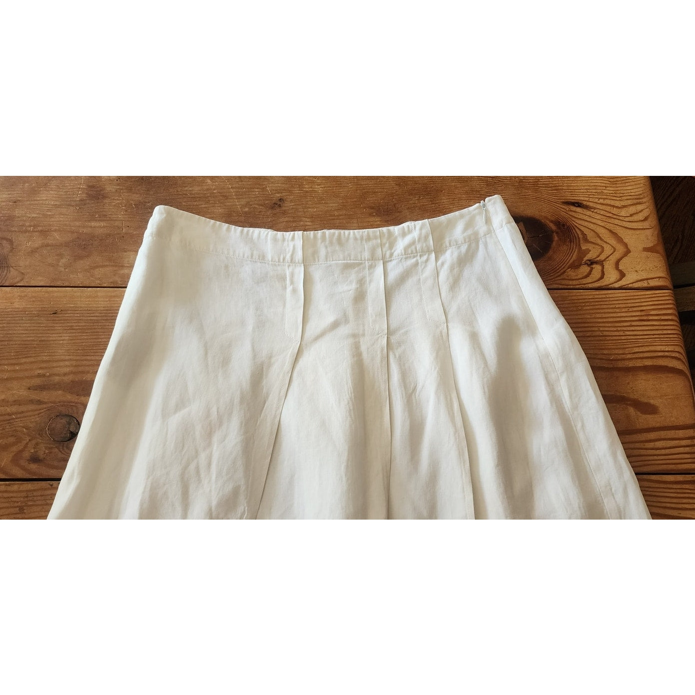 Vintage JIL SANDER Midi Skirt Paneled White Linen A Line w/Panels / Large
