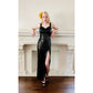 Vintage 90s Sequined Party Dress Black Sleeveless Niteline Della Roufagoli
