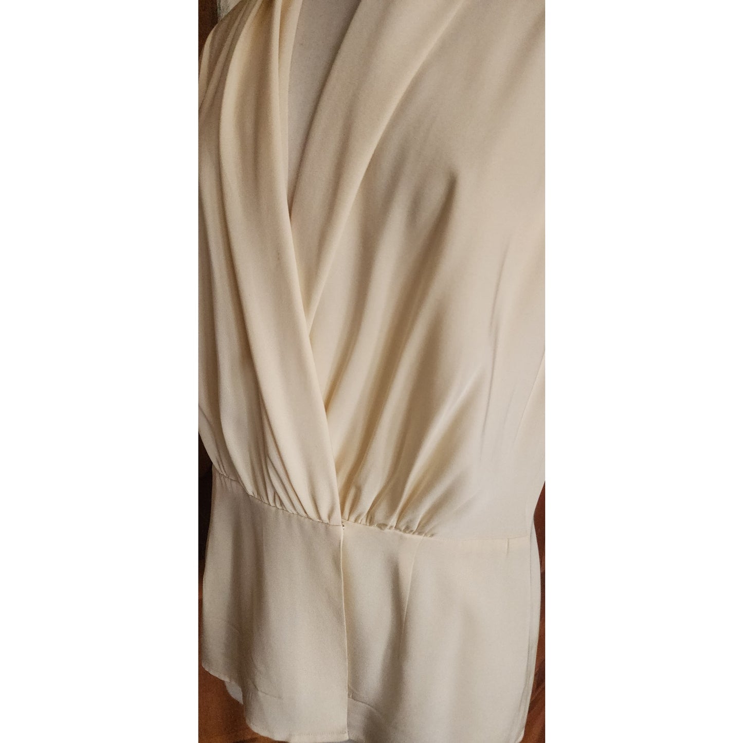 Vintage 80s Anne Klein II Silk Wrap Blouse Cream Silk / M - L