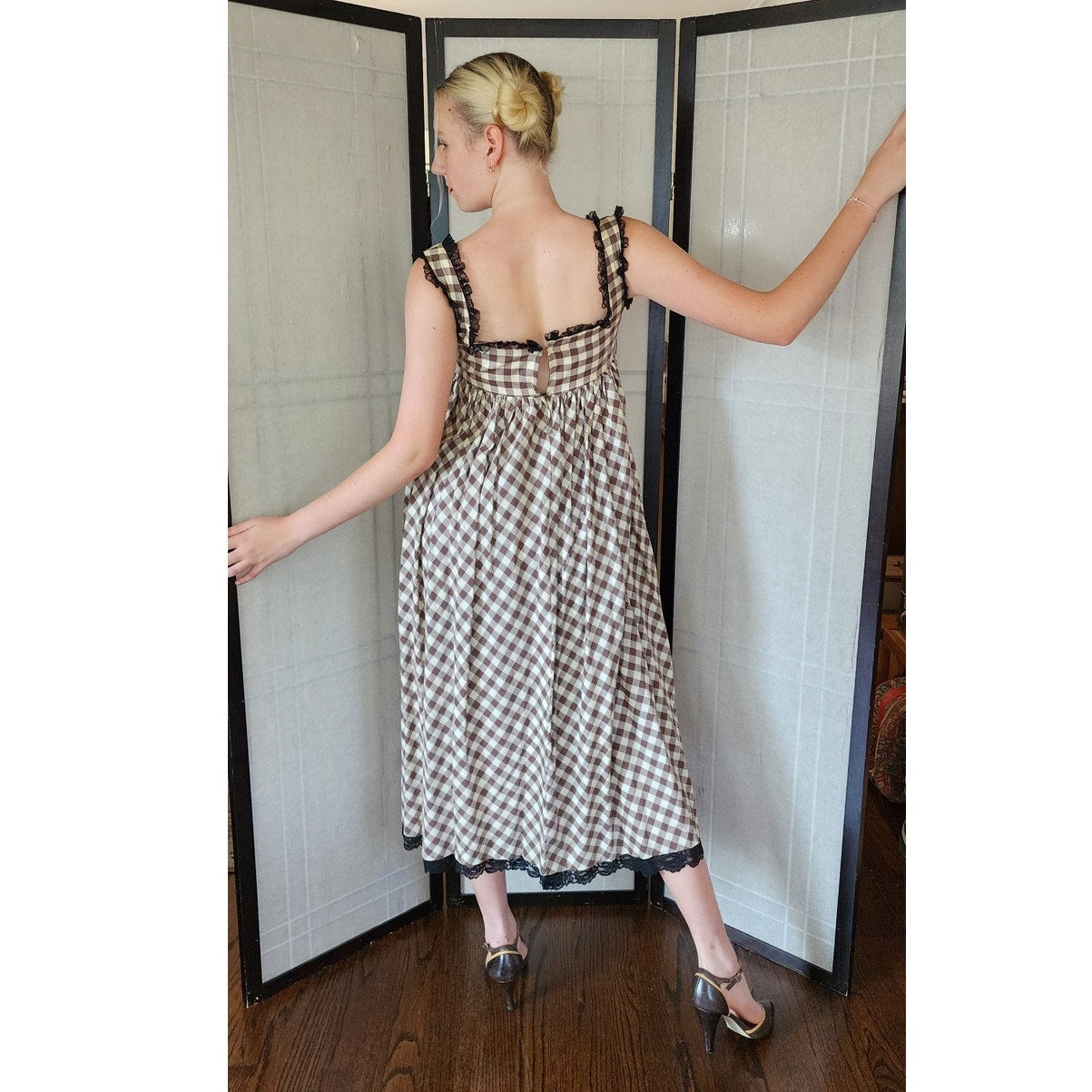 Vintage 70s Maxi Dress Mr Mort Stan Herman Checked Print
