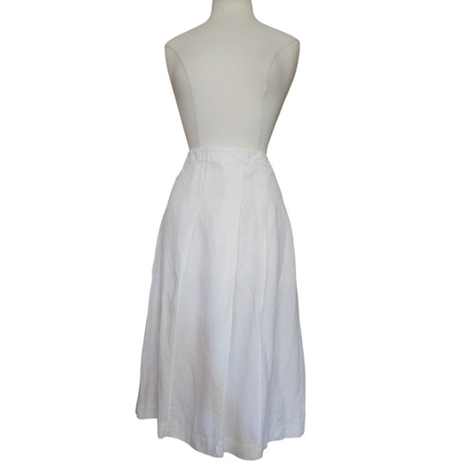 Vintage JIL SANDER Midi Skirt Paneled White Linen A Line w/Panels / Large