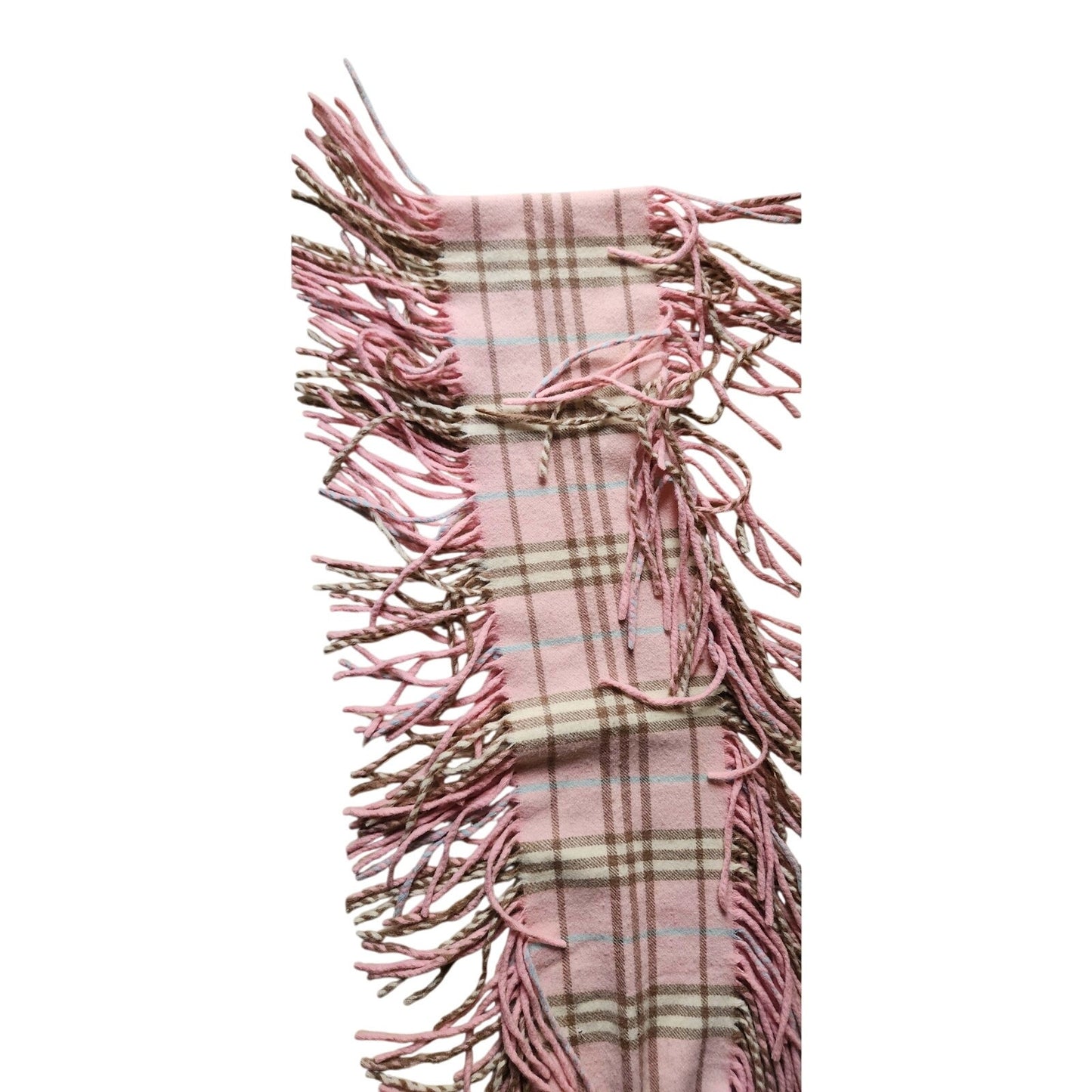 Vintage Burberry Scarf Cashmere Plaid Nova Check Fringed
