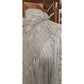 Vintage Cream Crochet Lace Piano Shawl Oversized Macrame Silk Ribbon Wrap Fringed