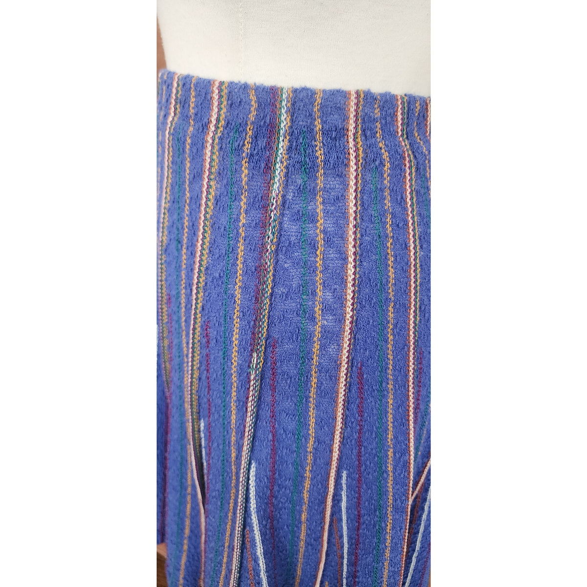 Vintage 1980s Missoni Set Knit Camisole Top Pleated Skirt Blue Stripe I Magnin