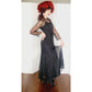 Vintage 30s Evening Dress Black Lace Long Sleeves / S