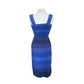 Vintage Y2k Tadashi Dress Blue Bandage Style Bodycon Sleeveless Stripe Small