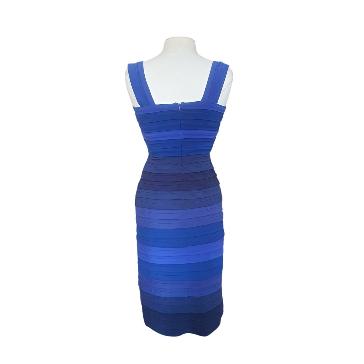 Vintage Y2k Tadashi Dress Blue Bandage Style Bodycon Sleeveless Stripe Small