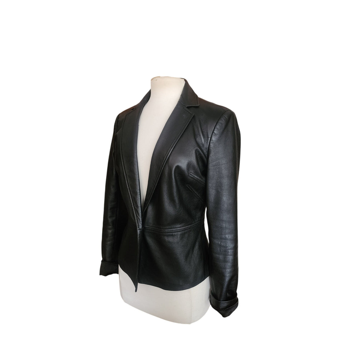 Vintage 1990s Caché Leather Blazer Tailored Lambskin Single Button