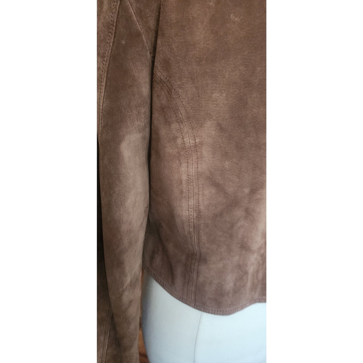 Vintage 1990s Cropped Blazer Brown Suede Jacket Carroll Reed Large