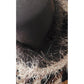 Vintage 2000s Oversized Brown Hat Feathers Animal Print Handmade Chapeau Puccio