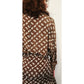 Vintage 1980s GENNY Blouse + Skirt Set Brown White Paisley Silkprint