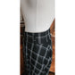 Vintage 1990s Anne Klein II Long Skirt Black Linen White Plaid Button Down / M