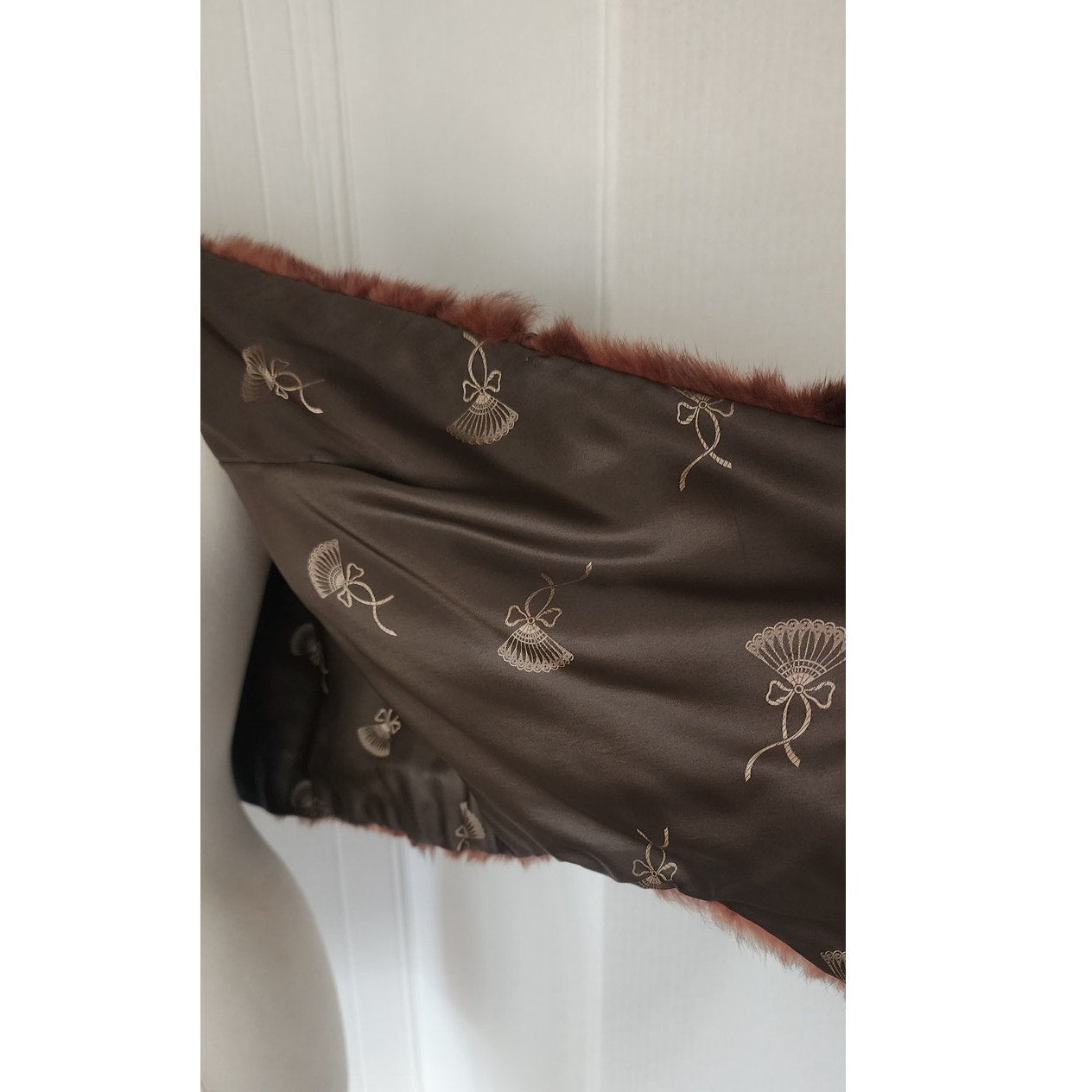 Vintage 40s Fur Wrap Stole Brown Russian Squirrel