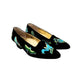 Vintage 90s Black Suede Pumps Green Shoes Embroidery J Renee 7.5