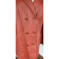Vintage 70s Brown Leather Coat Hip Length Double Breasted / L