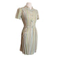 Vintage 40s 50s Pastel Green Blue Striped Day Dress w/Pocket & Belt Short Sleeves