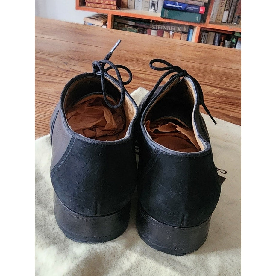 Vintage GRAVATI Womens Derby Shoes Black Lace Up Oxfords Suede Leather 10 1/2 N