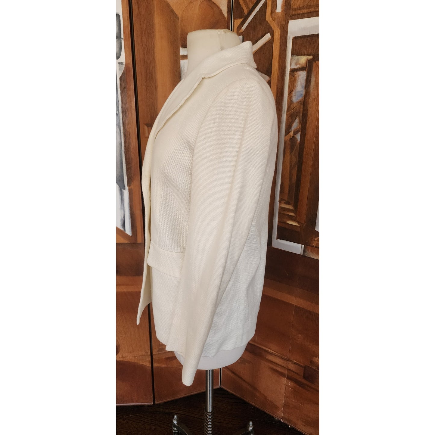 Vintage 2000s Max Mara Blazer Cream Off White Linen Blend Double Breasted