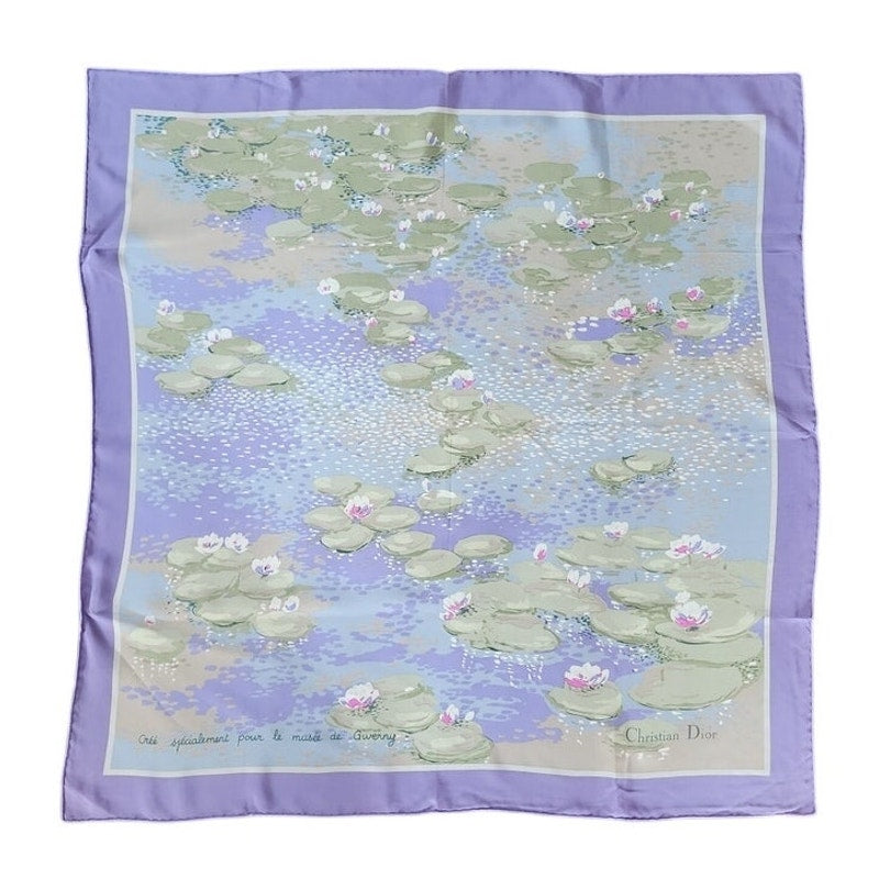 Vintage Dior Silk Print Scarf Monet Water Lilies Giverny