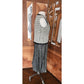 Vintage 1960s Mod Suit Pleated Midi Skirt + Top Gray Black Wool Tweed Geometric Schoolgirl