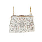 Vintage 50s Evening Bag in White Microbeads France Elaborate Scrollwork Octopus