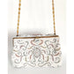 Vintage 50s Evening Bag in White Microbeads France Elaborate Scrollwork Octopus