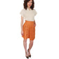 Vintage 80s Orange Linen Dress Shorts Pleated Front by Perlie / M