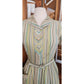 Vintage 40s 50s Pastel Green Blue Striped Day Dress w/Pocket & Belt Short Sleeves