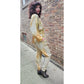 Vintage 80s Jumpsuit Yellow Gold Ombre w/Embroidered Studs Varda Garfinkel